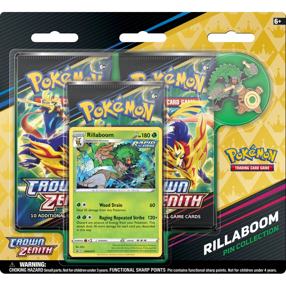 ASMODEE Pokémon TCG Crown Zenith Rillaboom Pin Collection 3 ASMODEE Pokémon TCG Crown Zenith Rillaboom Pin Collection