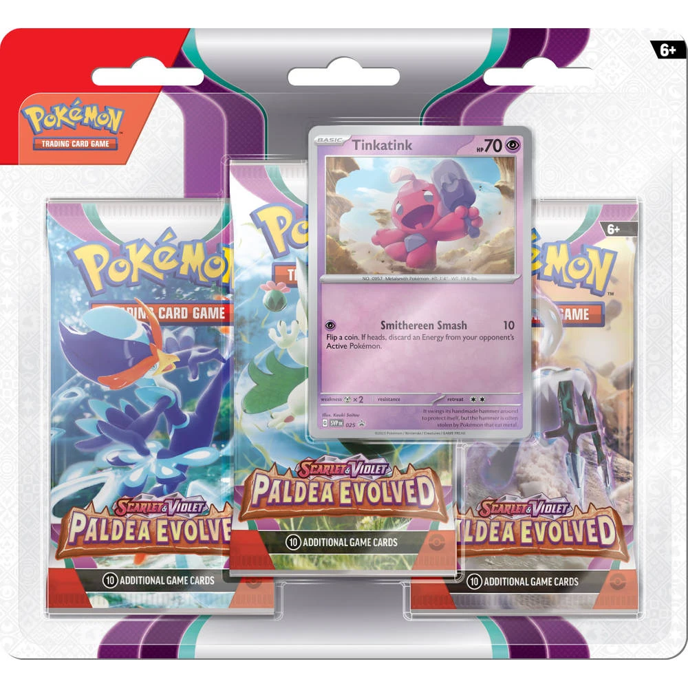 ASMODEE Pokémon TCG Scarlet & Violet Paldea Evolved 3 Booster Blister Tinkatink 3 ASMODEE Pokémon TCG Scarlet & Violet Paldea Evolved 3 Booster Blister Tinkatink